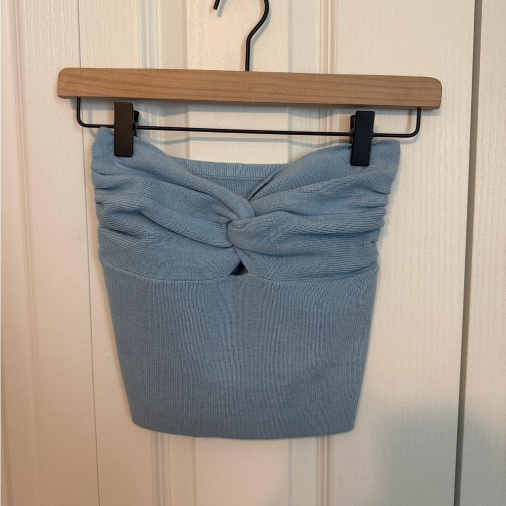Stylish Blue Women's Knotted Top
